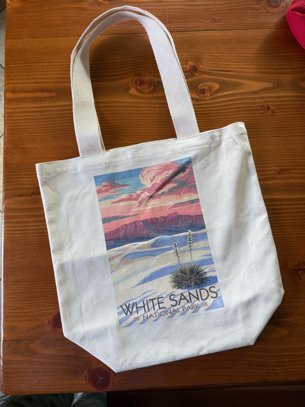 White Sands National Park Canvas Tote Bag in Cream